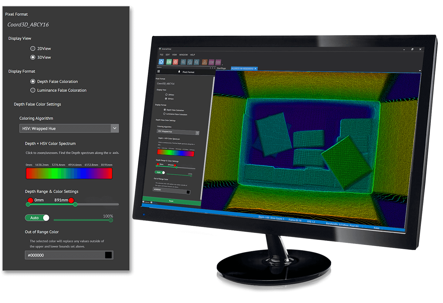Arena SDK 3D GUI controls for Helios ToF Camera